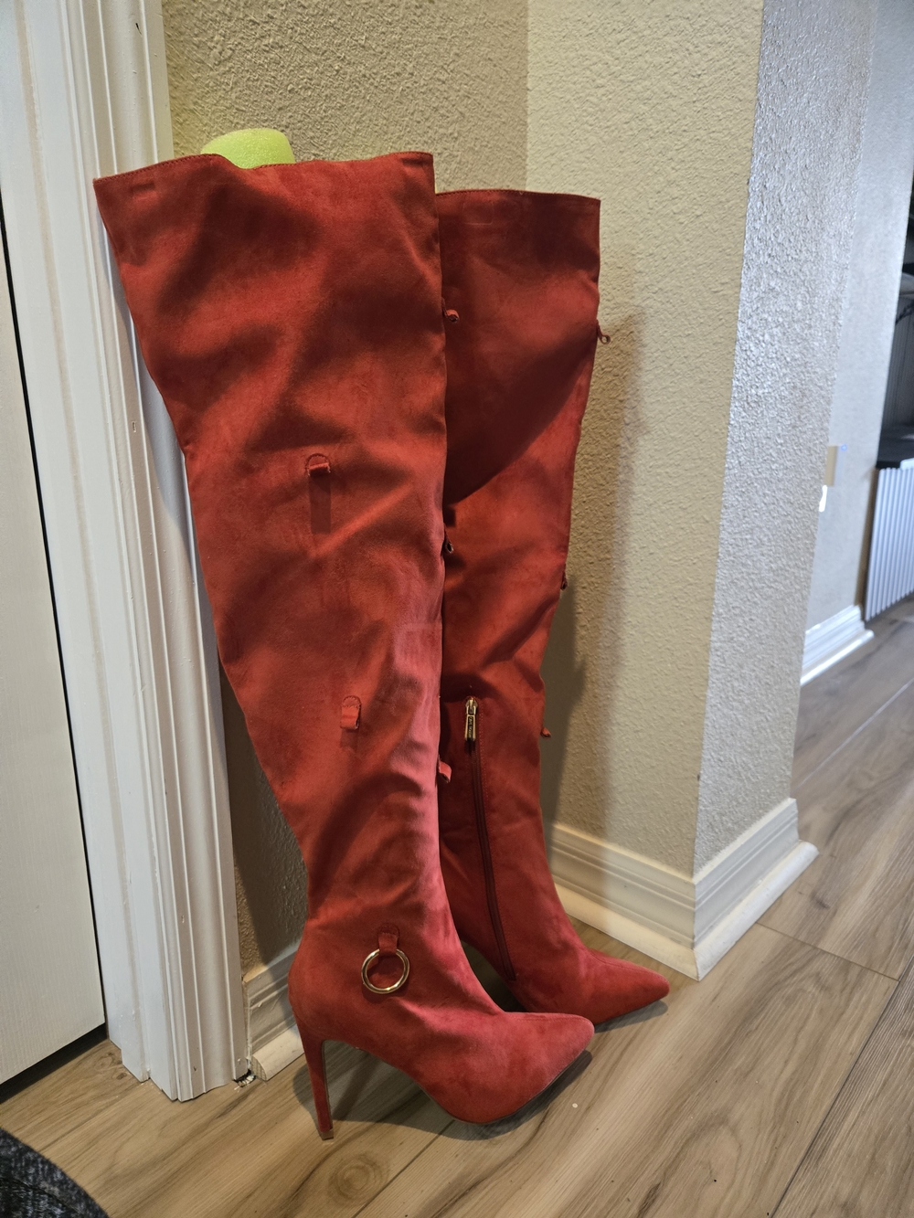 Red Over-the-Knee Stiletto Boots - Women